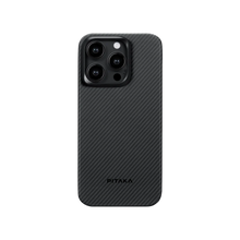 Load image into Gallery viewer, product_closeup|Pitaka iPhone 15 Pro MagEZ Case 4, 600D Black/Grey (Twill)
