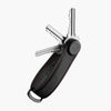 product_closeup|Orbitkey Key Organizer, Leder, Schwarz mit roter Bestickung, Premium Schlüsselhalter aus Leder