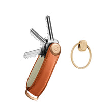 Load image into Gallery viewer, product_closeup|Orbitkey Key Organiser Leather + Ring v2, Cognac/Yellow Gold
