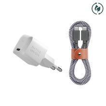 Load image into Gallery viewer, product_closeup|Native Union Fast GaN Charger PD 30W + USB-C Cable, White/Zebra
